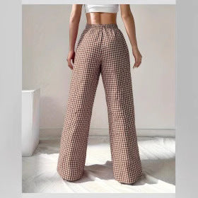 Damen Weite Karohose mit Elastischem Bund und Schickem Schnitt Heidi-Mode - Image 4