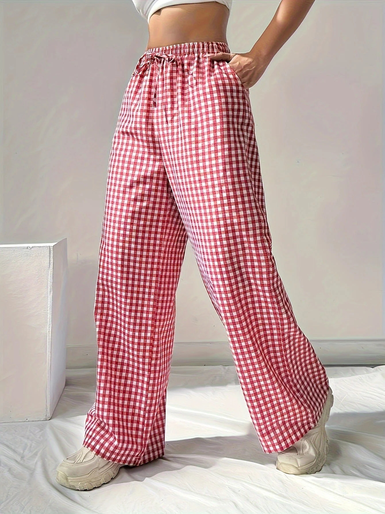 Damen Weite Karohose mit Elastischem Bund und Schickem Schnitt Heidi-Mode - Image 8