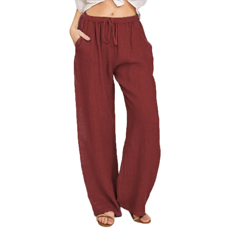 Damen Weite Leinenhose mit Elastischem Bund und Praktischen Taschen Heidi-Mode - Image 2