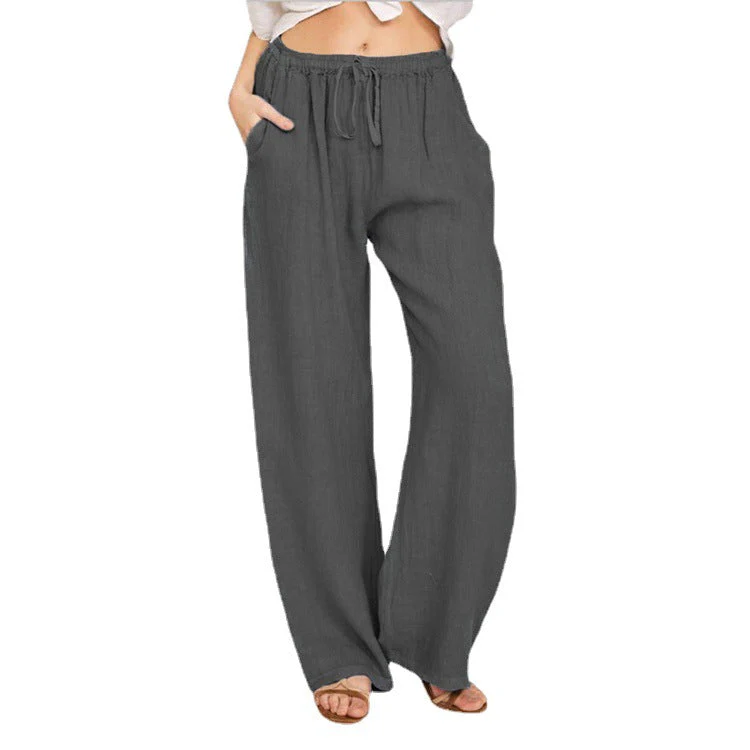 Damen Weite Leinenhose mit Elastischem Bund und Praktischen Taschen Heidi-Mode - Image 5