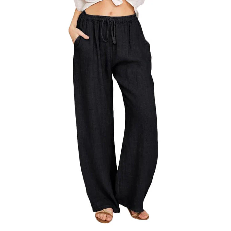 Damen Weite Leinenhose mit Elastischem Bund und Praktischen Taschen Heidi-Mode - Image 7
