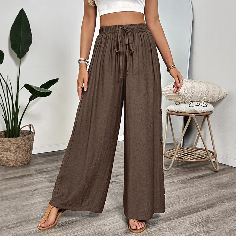 Damen weite Luftige Hose mit elastischem Bund und seitlichen Eingrifftaschen Heidi-Mode - Image 4