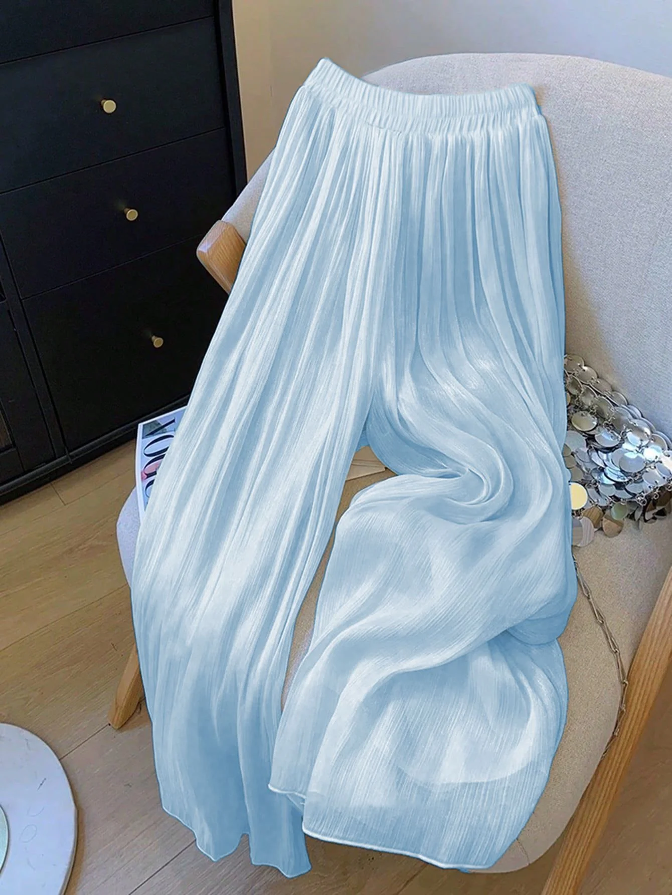 Damen Weite Plissee-Hose mit elastischem Taillenbund Heidi-Mode - Image 8