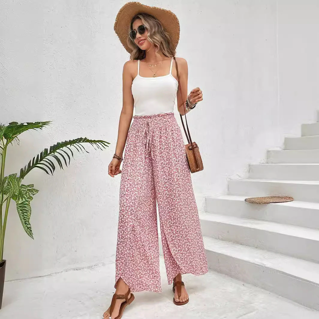 Damen Weite Sommerhose mit Elastischem Bund und Floralem Design Heidi-Mode - Image 2