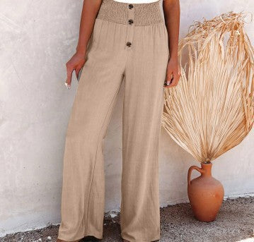 Damen Weite Sommerhose mit Elastischem Bund und Praktischen Knopfdetails Heidi-Mode - Image 8