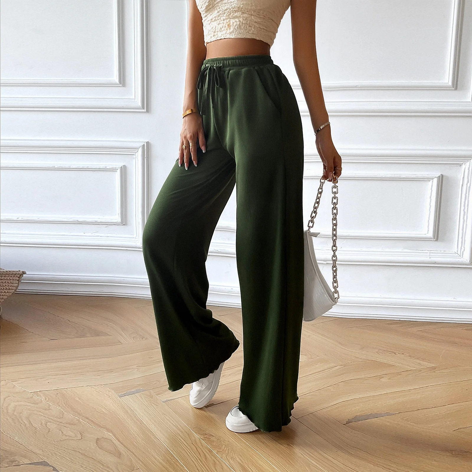 Damen Weite Sommerhose mit Elastischem Bund und Seitlichen Eingrifftaschen Heidi-Mode - Image 3