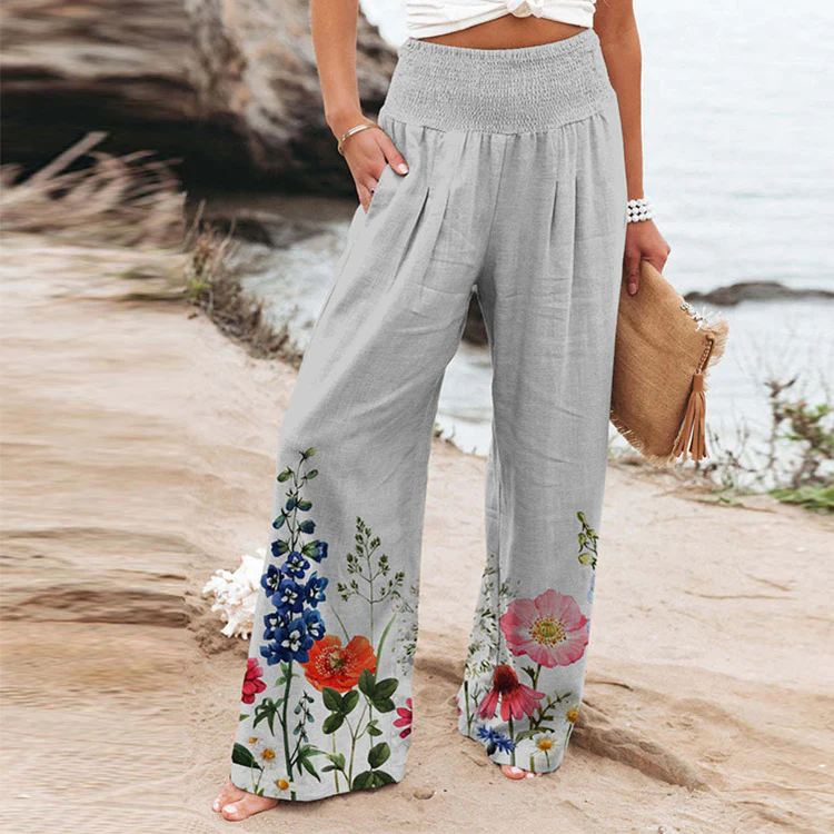 Damen Weite Sommerhose mit floralen Designs und elastischem Bund Heidi-Mode - Image 10