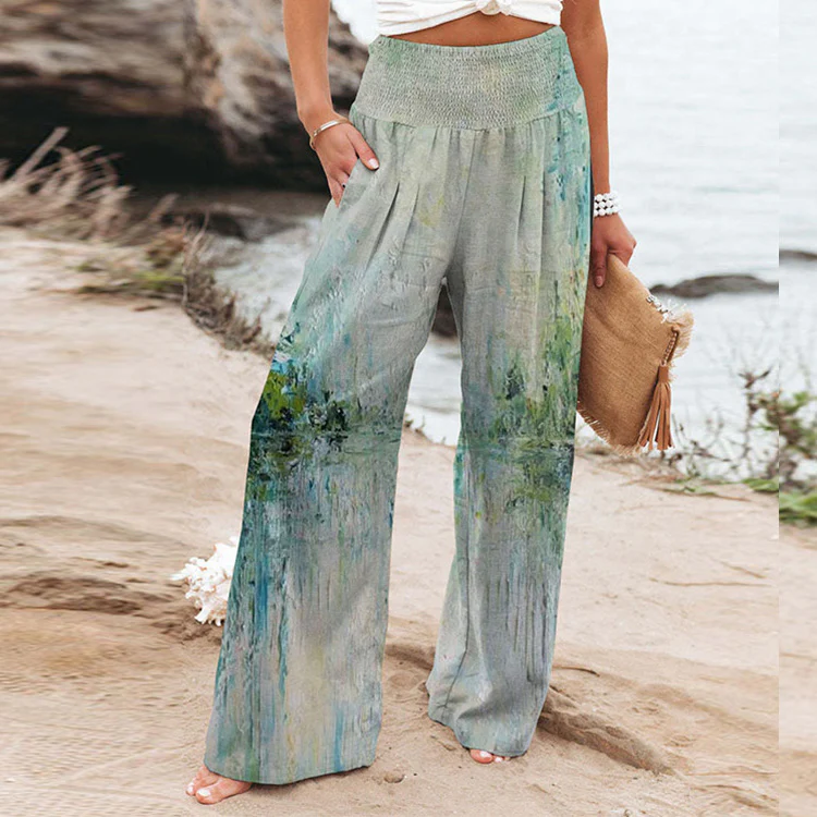 Damen Weite Sommerhose mit floralen Designs und elastischem Bund Heidi-Mode - Image 2