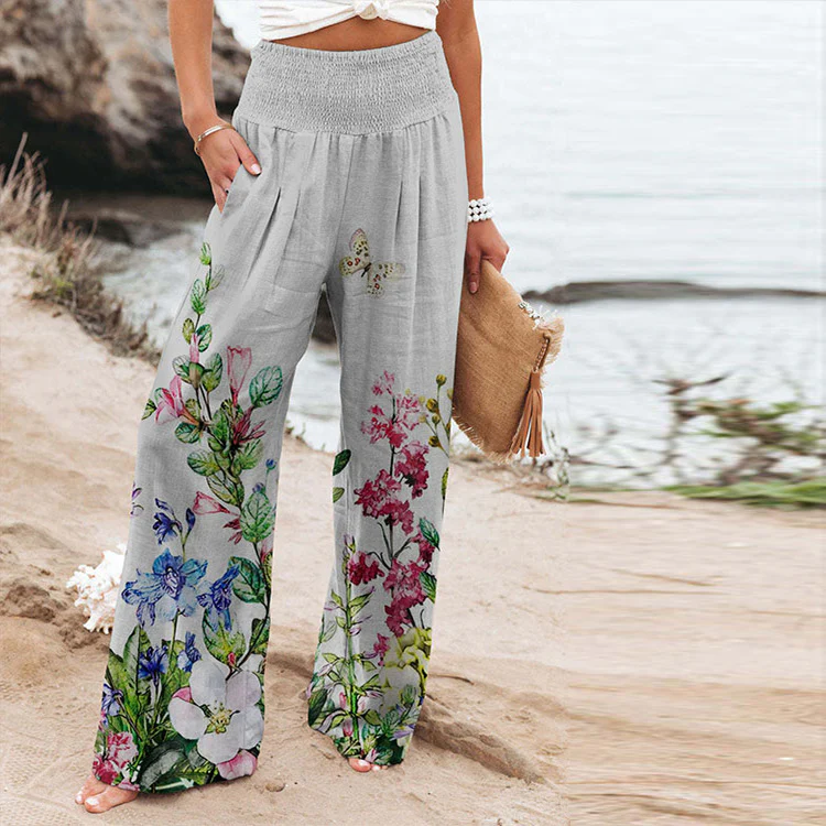 Damen Weite Sommerhose mit floralen Designs und elastischem Bund Heidi-Mode - Image 9