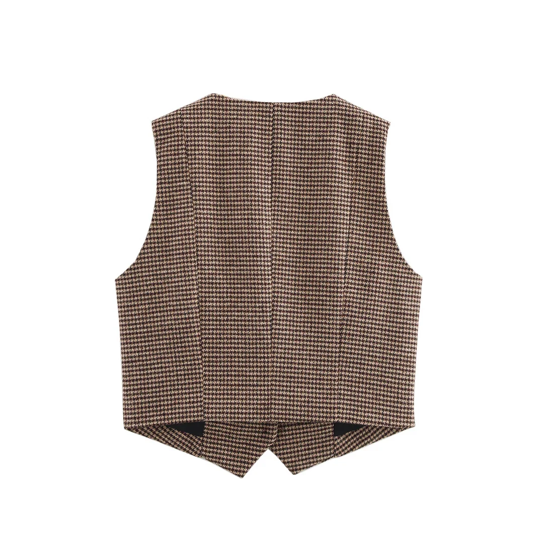 Damen Weste mit elegantem Karomuster und Knopfdetails Heidi-Mode - Image 5