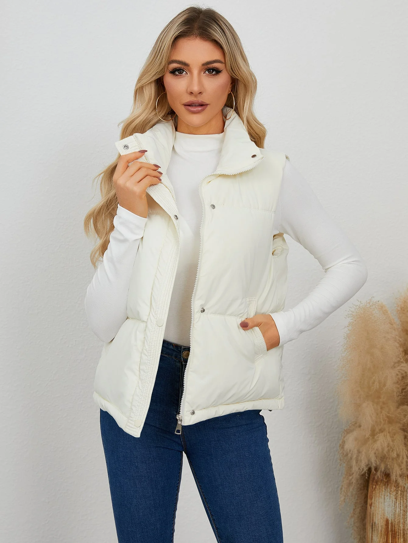 Damen Weste mit Hohem Kragen und Praktischen Taschen Heidi-Mode - Image 5