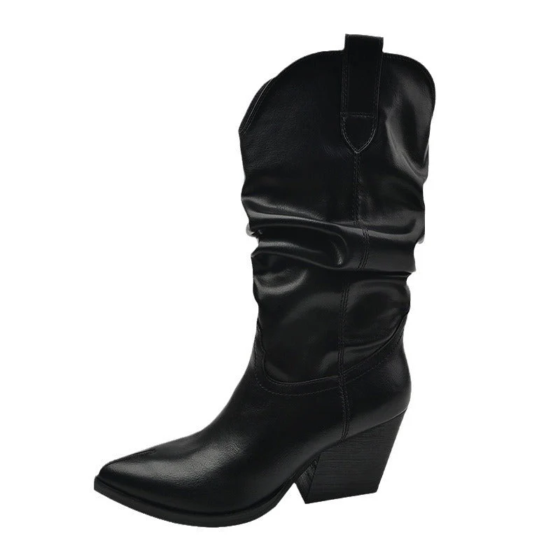 Damen Western-Stiefel Aus Elegantem Wildleder mit Hohem Absatz Heidi-Mode - Image 5