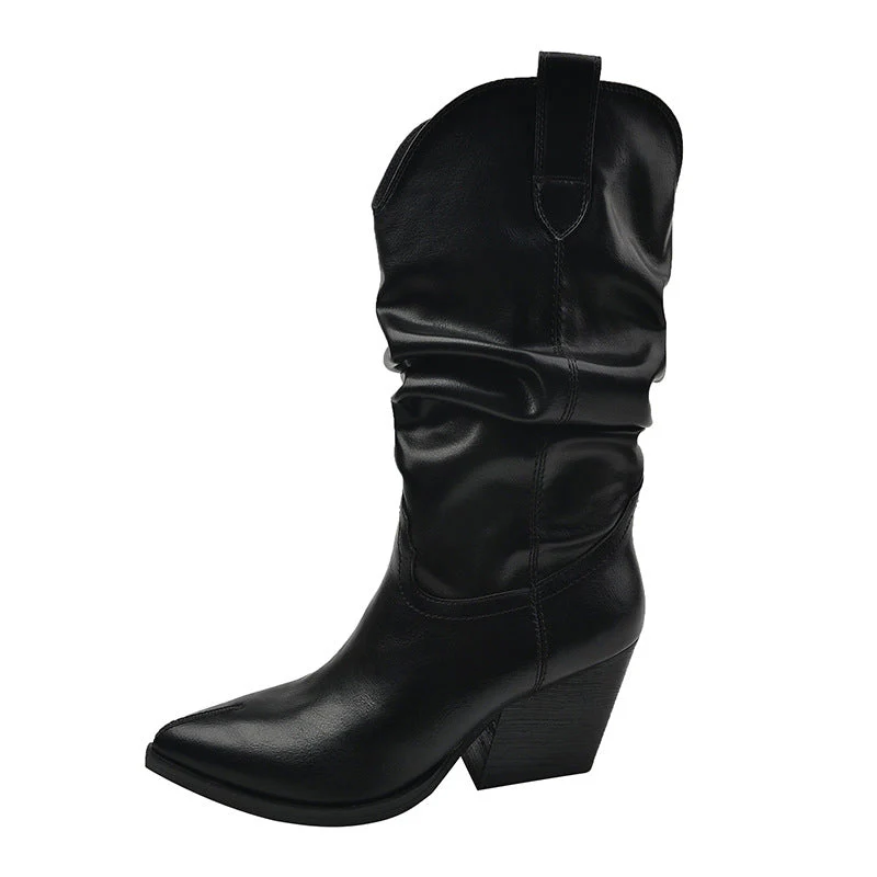 Damen Western-Stiefel Aus Elegantem Wildleder mit Hohem Absatz Heidi-Mode - Image 7