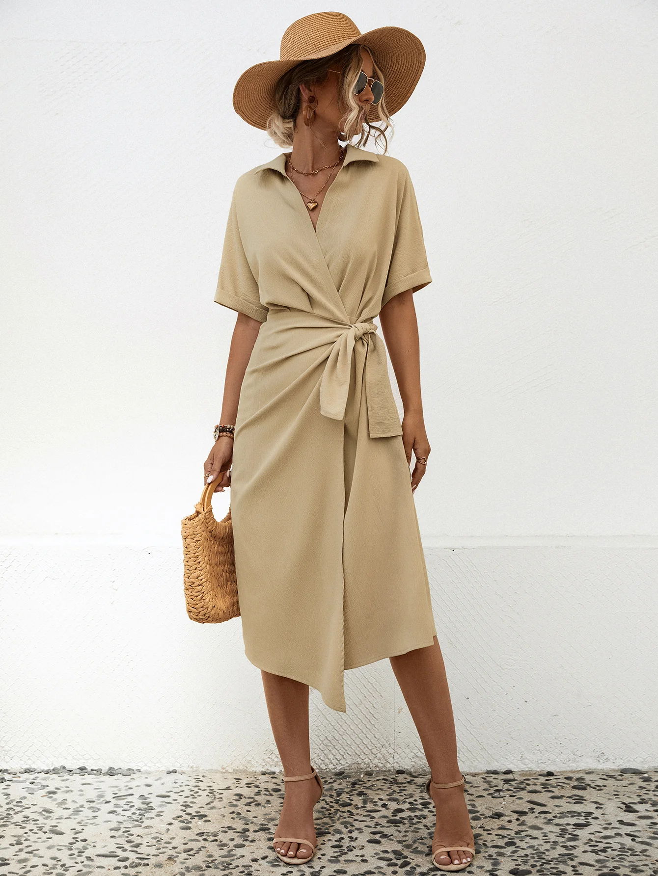 Damen Wickelkleid mit elegantem Kragen und Taillengürtel Heidi-Mode - Image 6