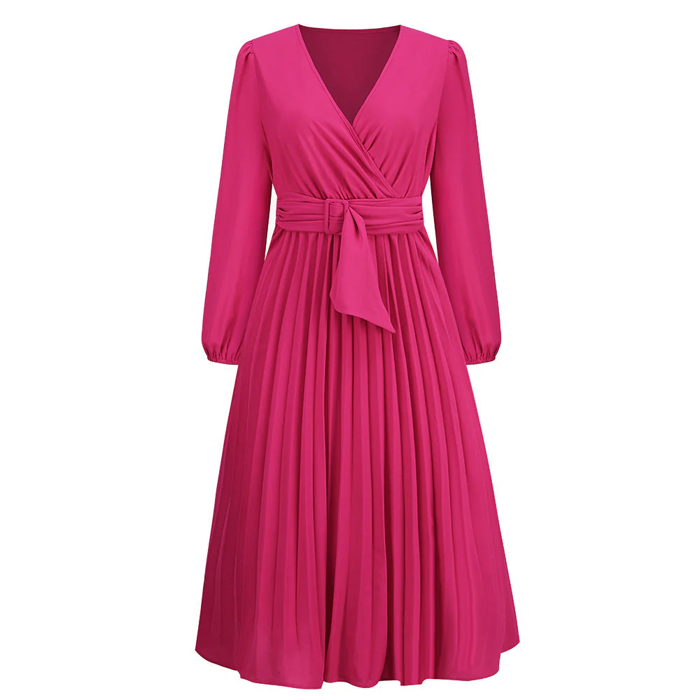 Damen Wickelkleid mit Plissee-Design und Eleganter Taillengürtel Heidi-Mode - Image 8