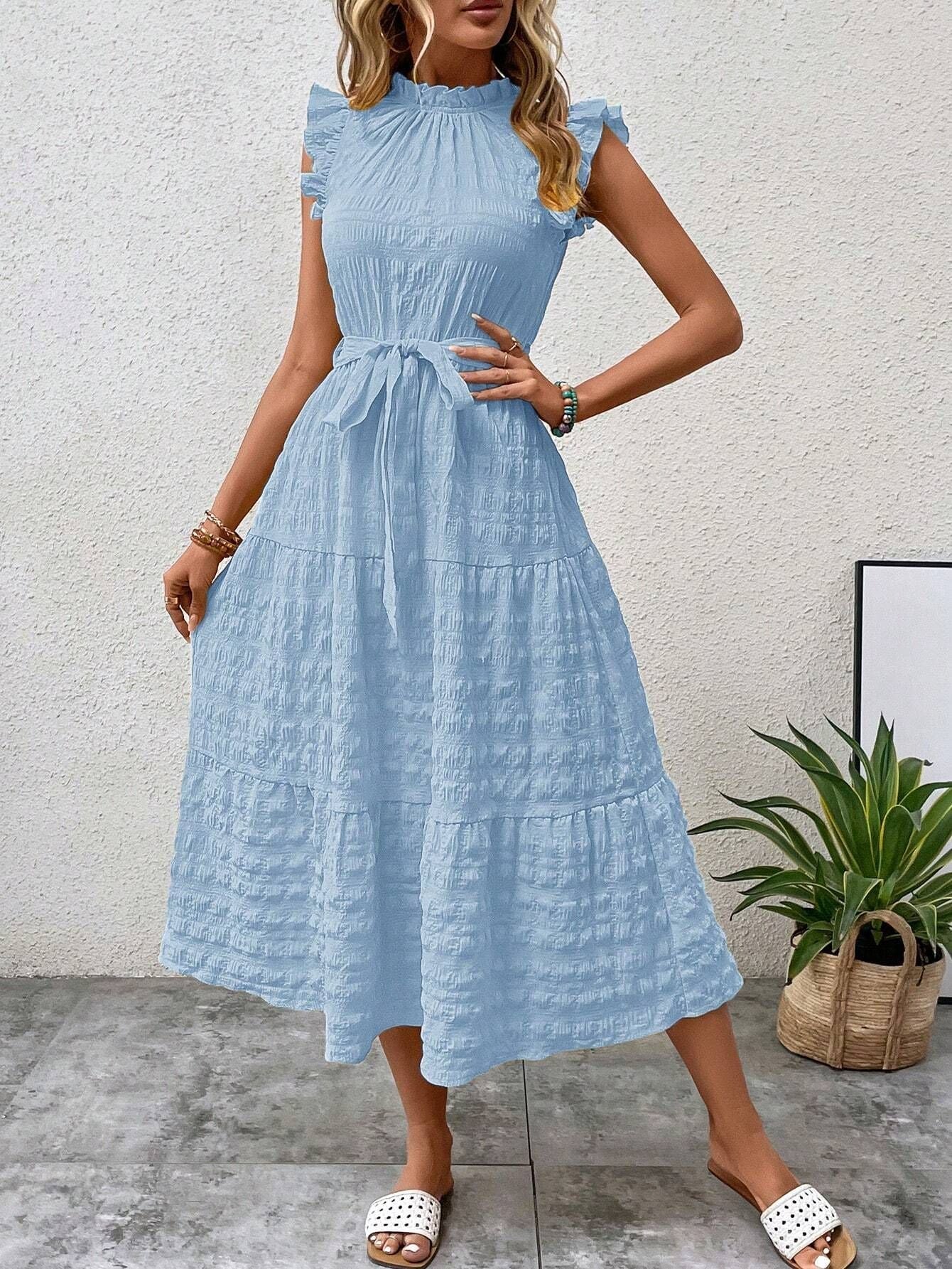 Damen Wickelkleid mit Rüschendetails und Erzählt Kleidersaum Heidi-Mode - Image 10