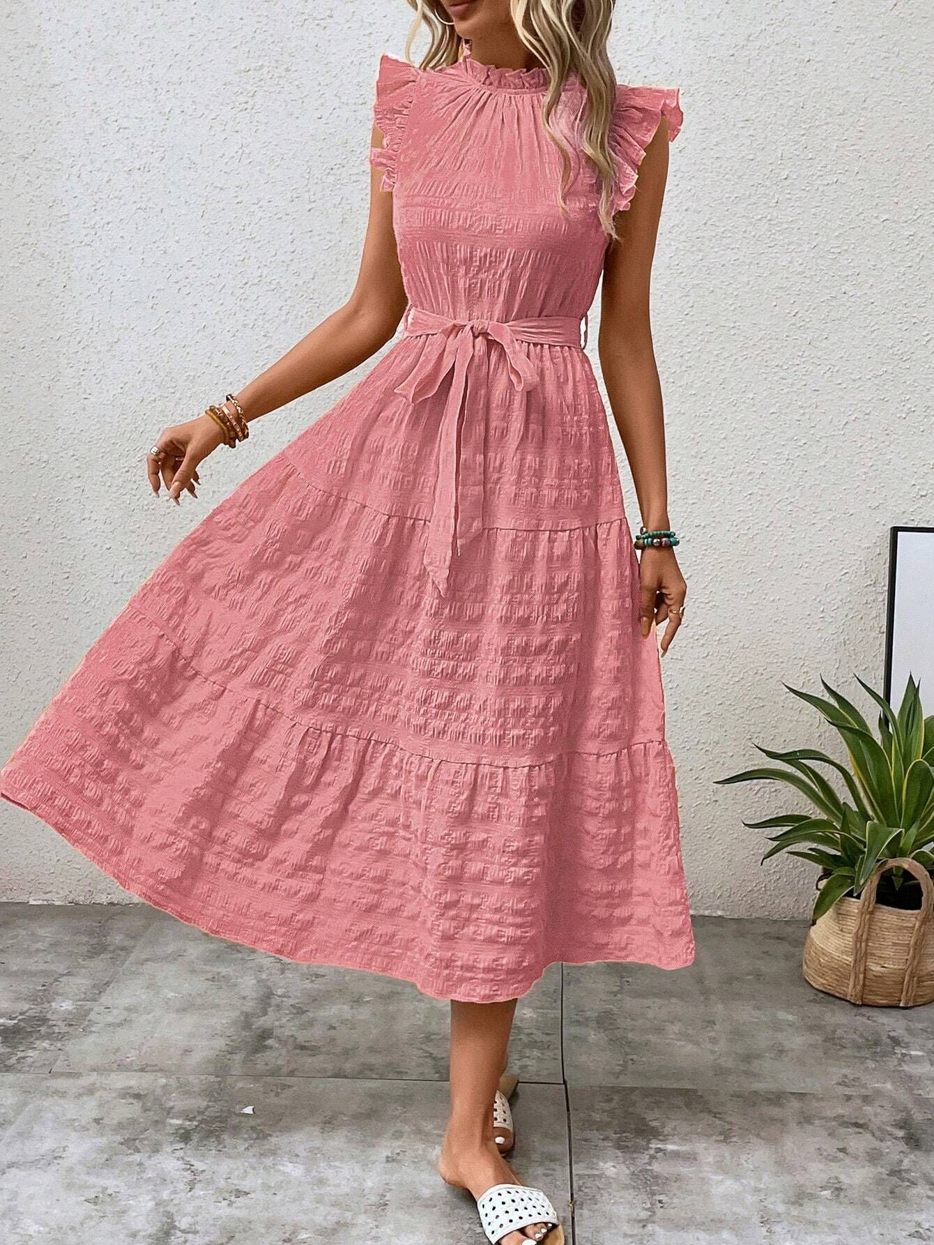 Damen Wickelkleid mit Rüschendetails und Erzählt Kleidersaum Heidi-Mode - Image 12