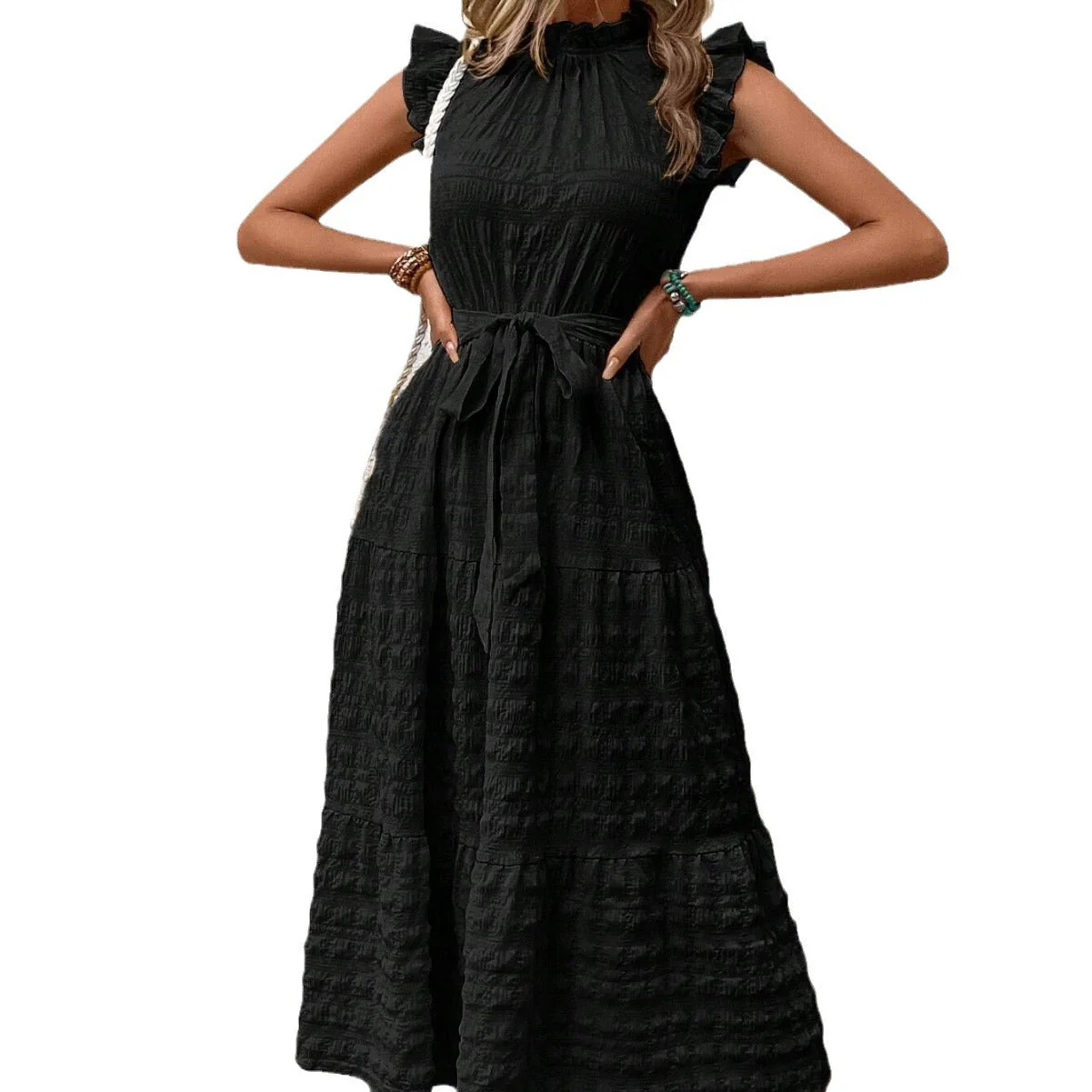 Damen Wickelkleid mit Rüschendetails und Erzählt Kleidersaum Heidi-Mode - Image 5