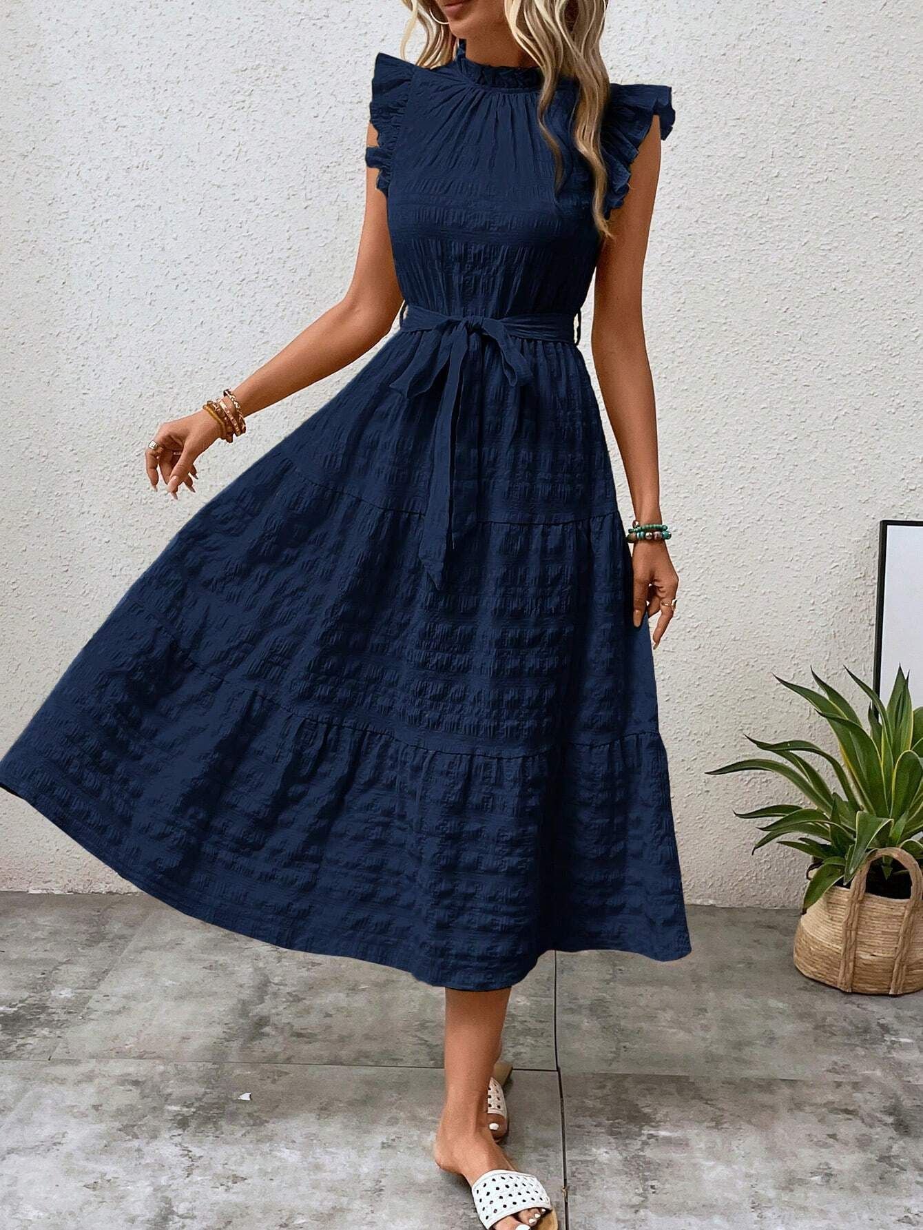 Damen Wickelkleid mit Rüschendetails und Erzählt Kleidersaum Heidi-Mode - Image 6