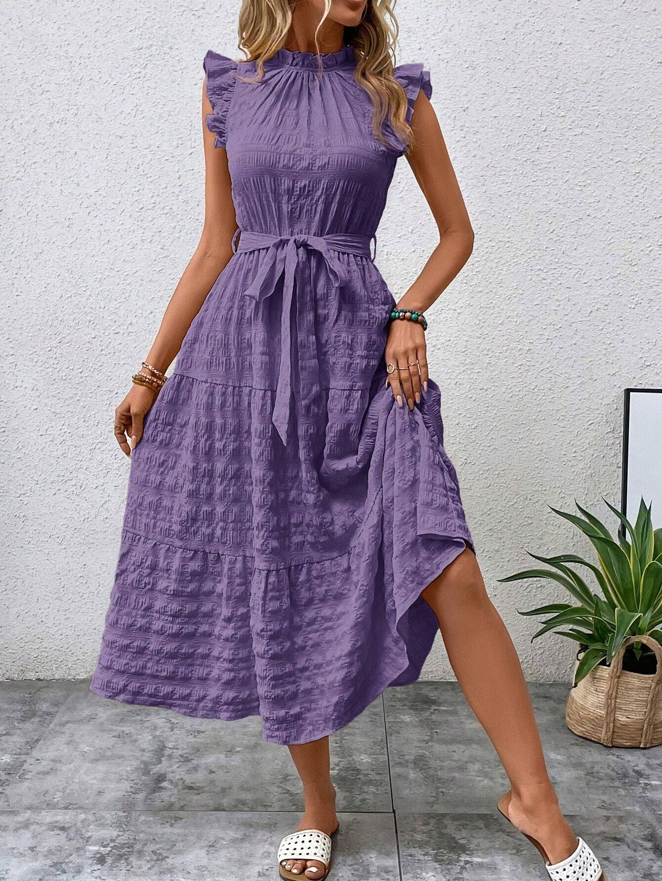 Damen Wickelkleid mit Rüschendetails und Erzählt Kleidersaum Heidi-Mode - Image 7