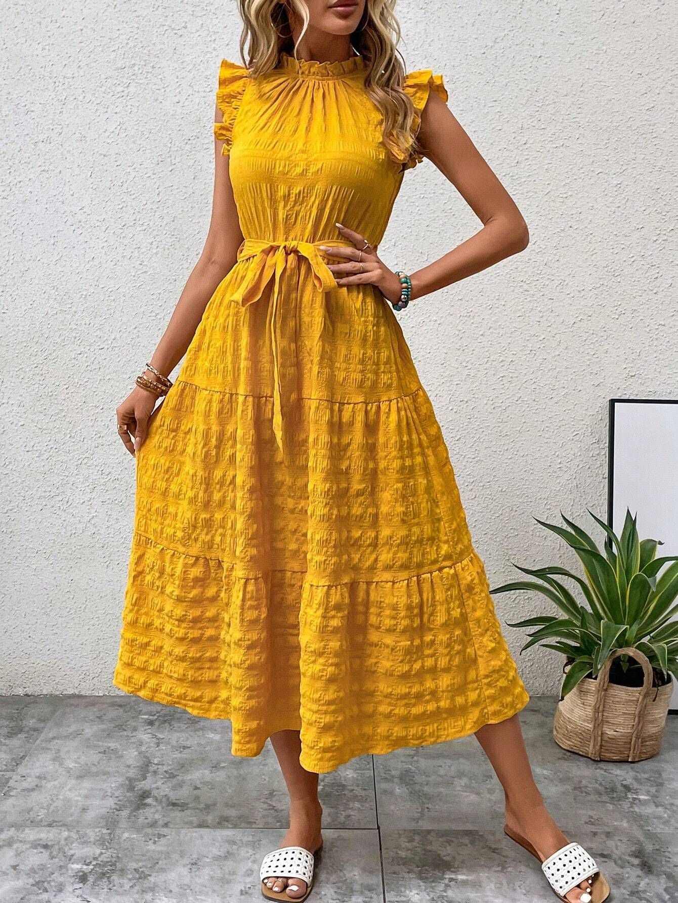 Damen Wickelkleid mit Rüschendetails und Erzählt Kleidersaum Heidi-Mode - Image 9