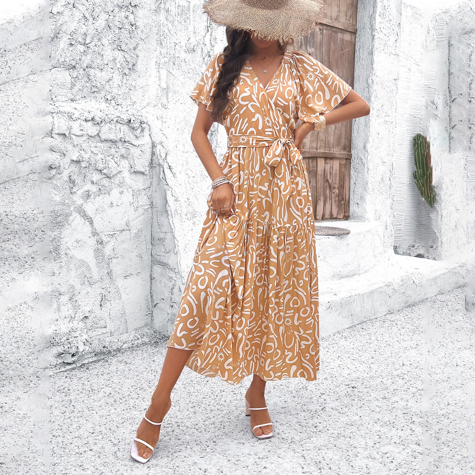 Damen Wickelkleid mit Voluminösen Ärmeln und Verspieltem Muster Heidi-Mode - Image 2