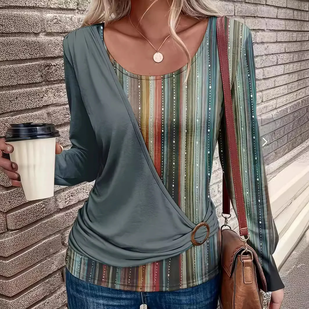 Damen Wickeloberteil mit modischem Ringdetail und attraktiven Streifen Heidi-Mode - Image 2