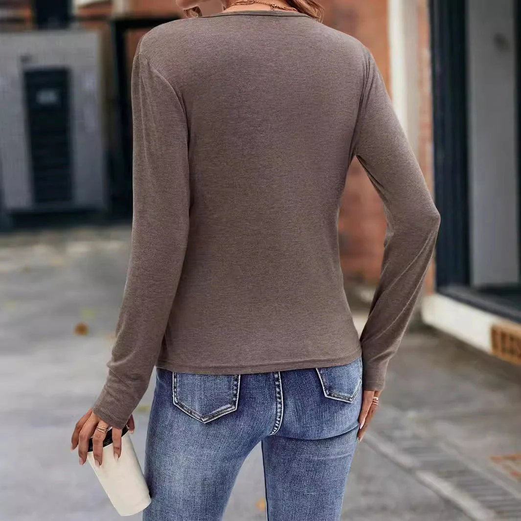 Damen Wickeltop Aus Weichem Jersey mit Figurbetonendem Schnitt Heidi-Mode - Image 2