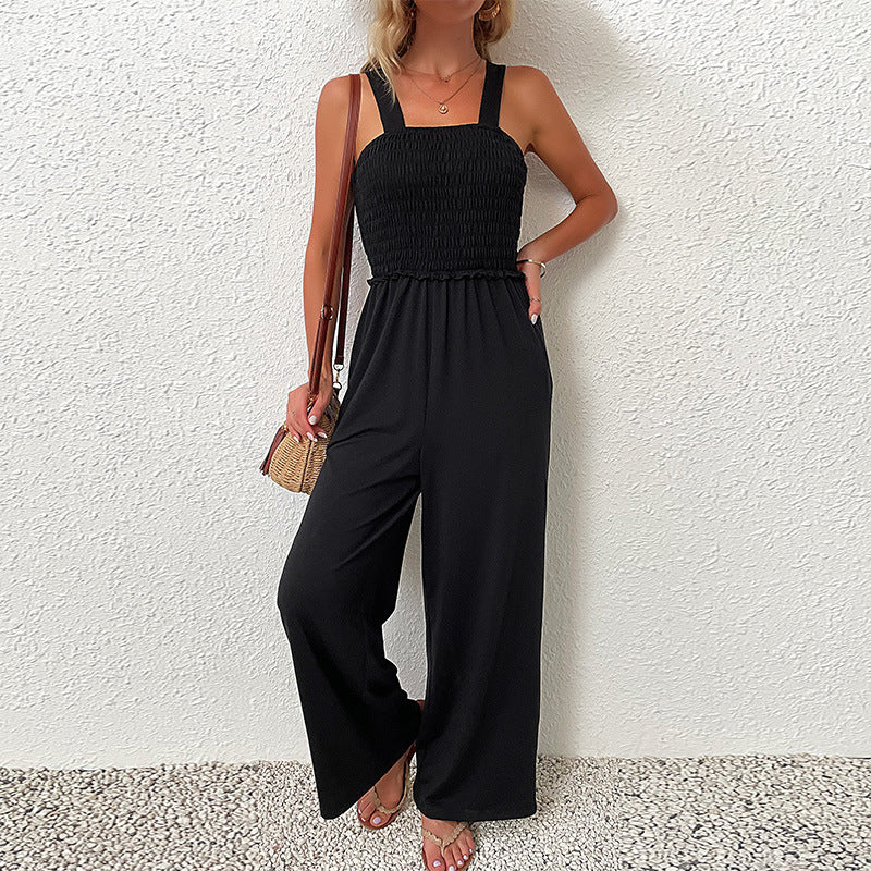 Damen Wildleder Jumpsuit mit Schmalem Gummibund und Eleganten Trägern Heidi-Mode - Image 3
