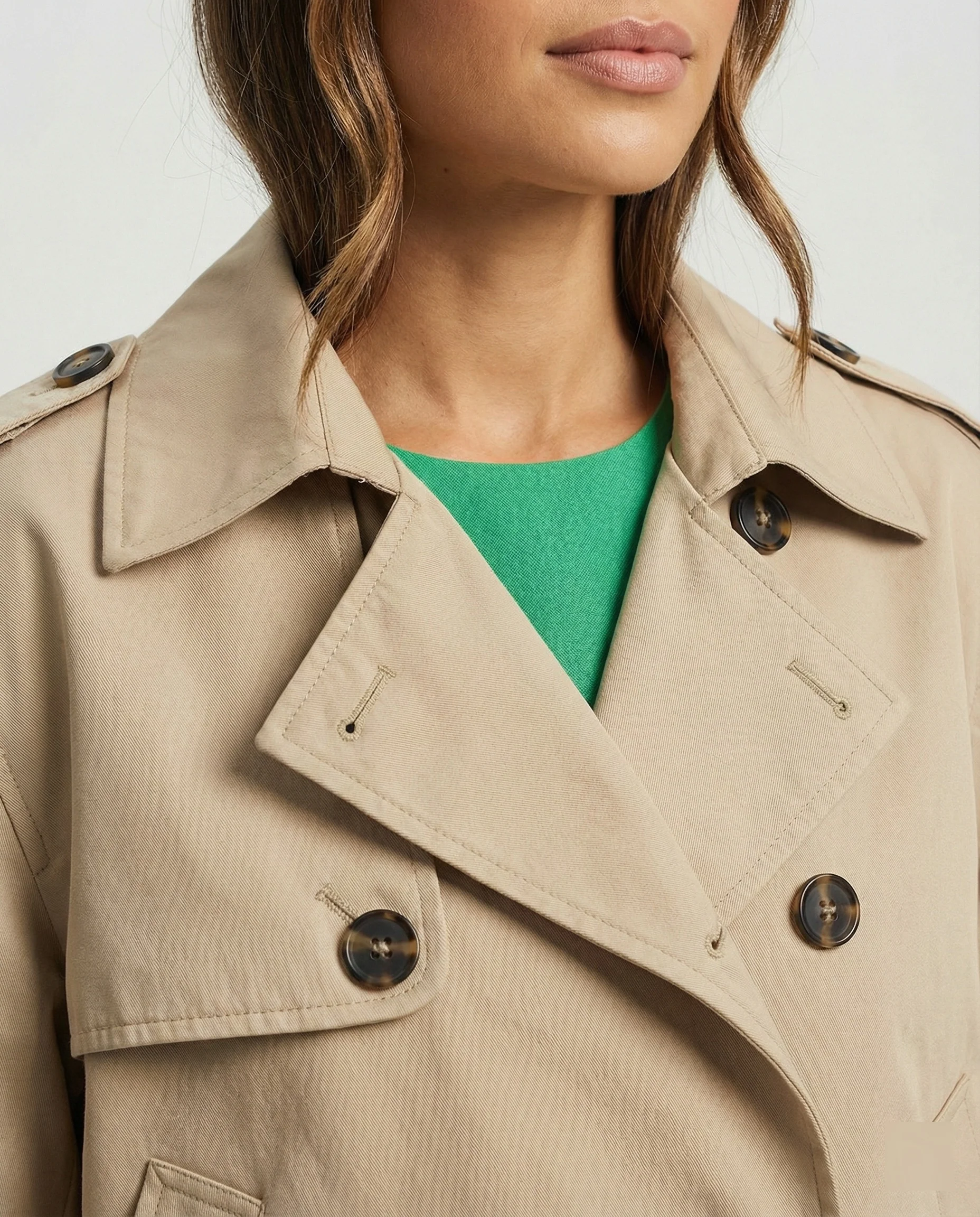 Damen Windbreaker Gelb Kurz mit Puff-Effekt und modischem Reverskragen - Image 2