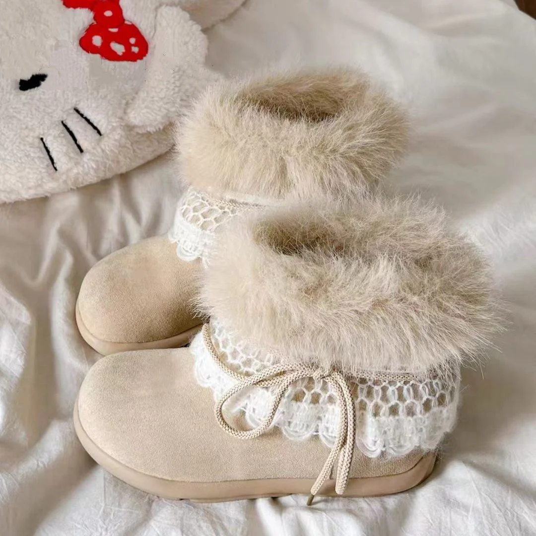 Damen Winter Stiefel mit flauschigem Kragen und elegantem Spitzenbesatz Heidi Mode - Image 2