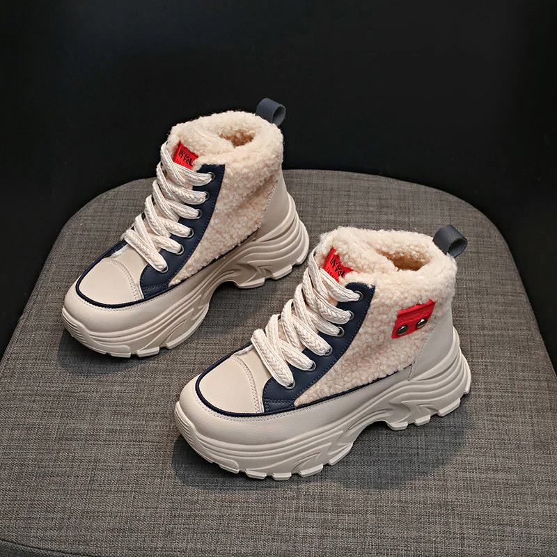 Damen Winterliche High-Top Sneaker mit kuscheligem Fleece-Futter und rutschfester Sohle Heidi Mode