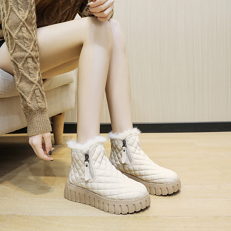 Damen Winterliche High-Top Stiefel mit weichem Innenfutter und modischem Reißverschluss Heidi Mode - Image 4