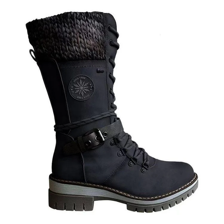 Damen winterliche Schnürstiefel mit kuscheligem Strickkragen und robustem Sohlenprofil Heidi Mode - Image 10