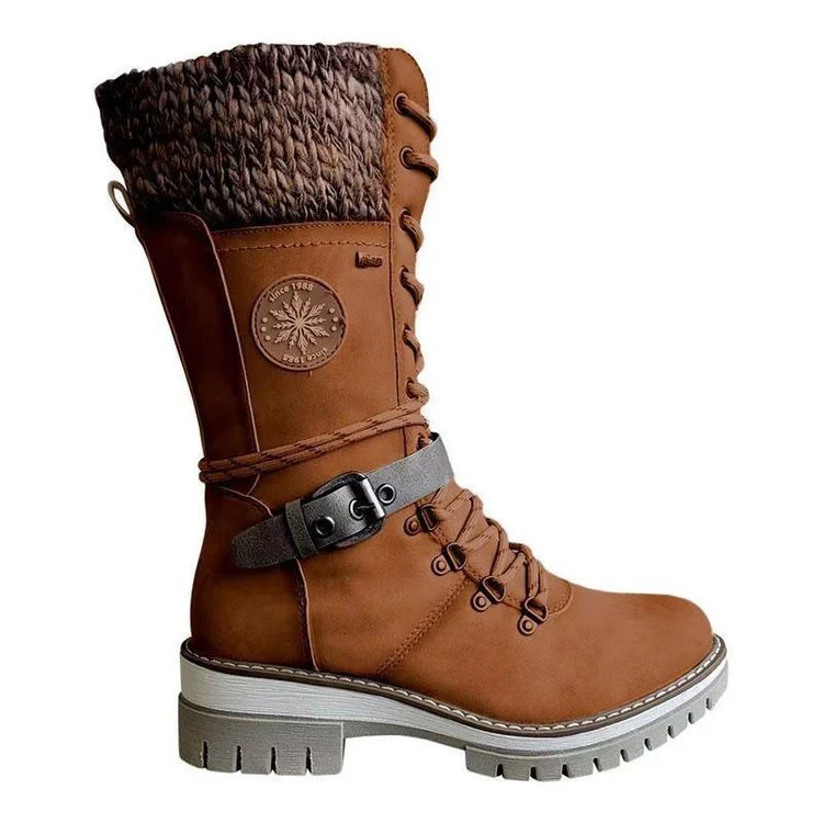 Damen winterliche Schnürstiefel mit kuscheligem Strickkragen und robustem Sohlenprofil Heidi Mode - Image 11