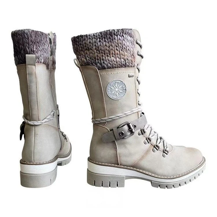 Damen winterliche Schnürstiefel mit kuscheligem Strickkragen und robustem Sohlenprofil Heidi Mode - Image 8