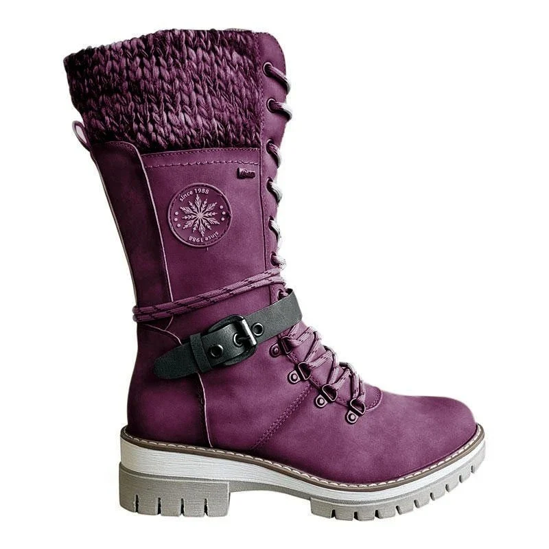 Damen winterliche Schnürstiefel mit kuscheligem Strickkragen und robustem Sohlenprofil Heidi Mode - Image 9
