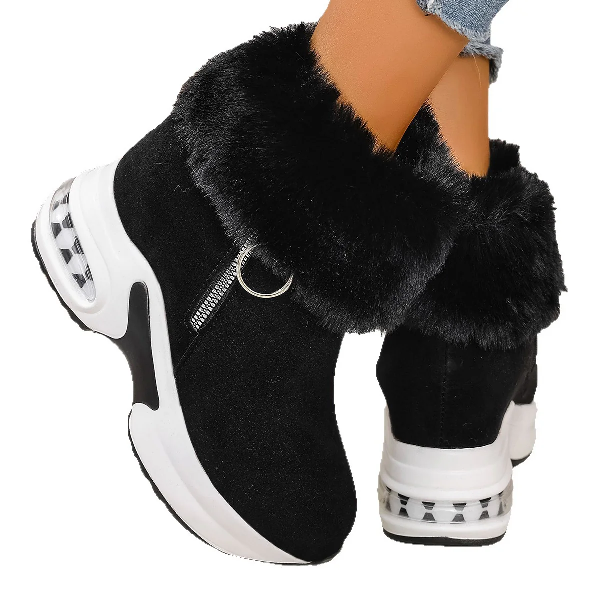 Damen Winterliche Sneaker-Stiefel mit flauschigem Kunstfellkragen und innovativer Sohle Heidi Mode - Image 5