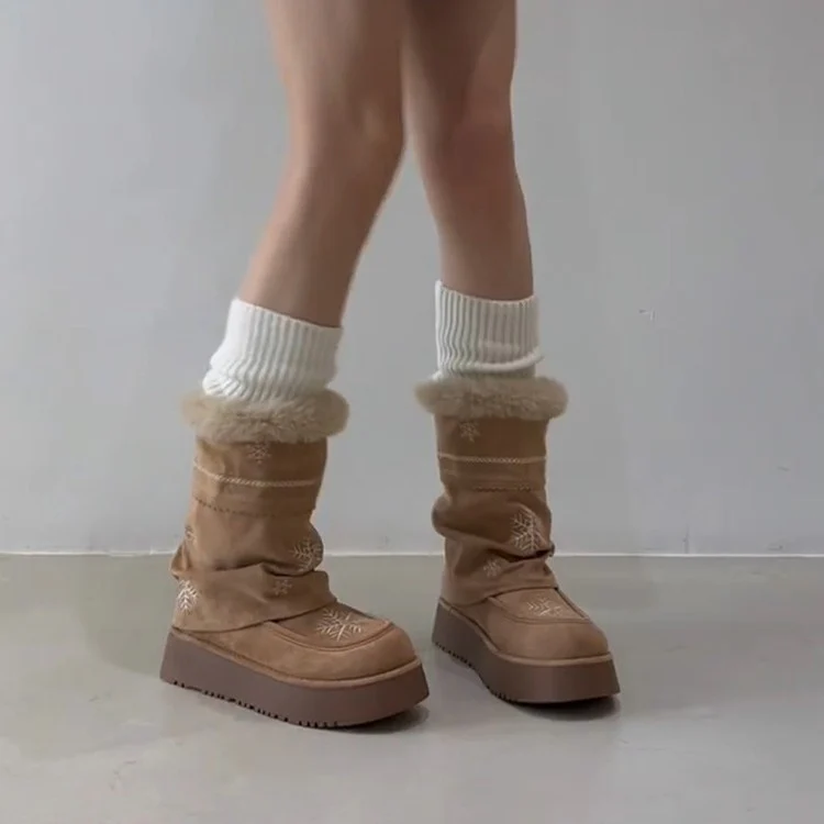 Damen Winterstiefel mit flauschigem Kragen und stilvollen Schneeflocken-Motiven Heidi Mode - Image 2