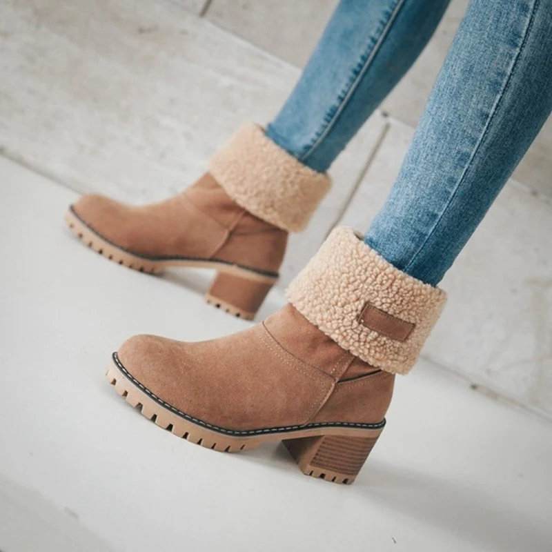Damen Winterstiefel mit kuscheligem Kunstfellkragen und robustem Sohlenprofil Heidi Mode - Image 4