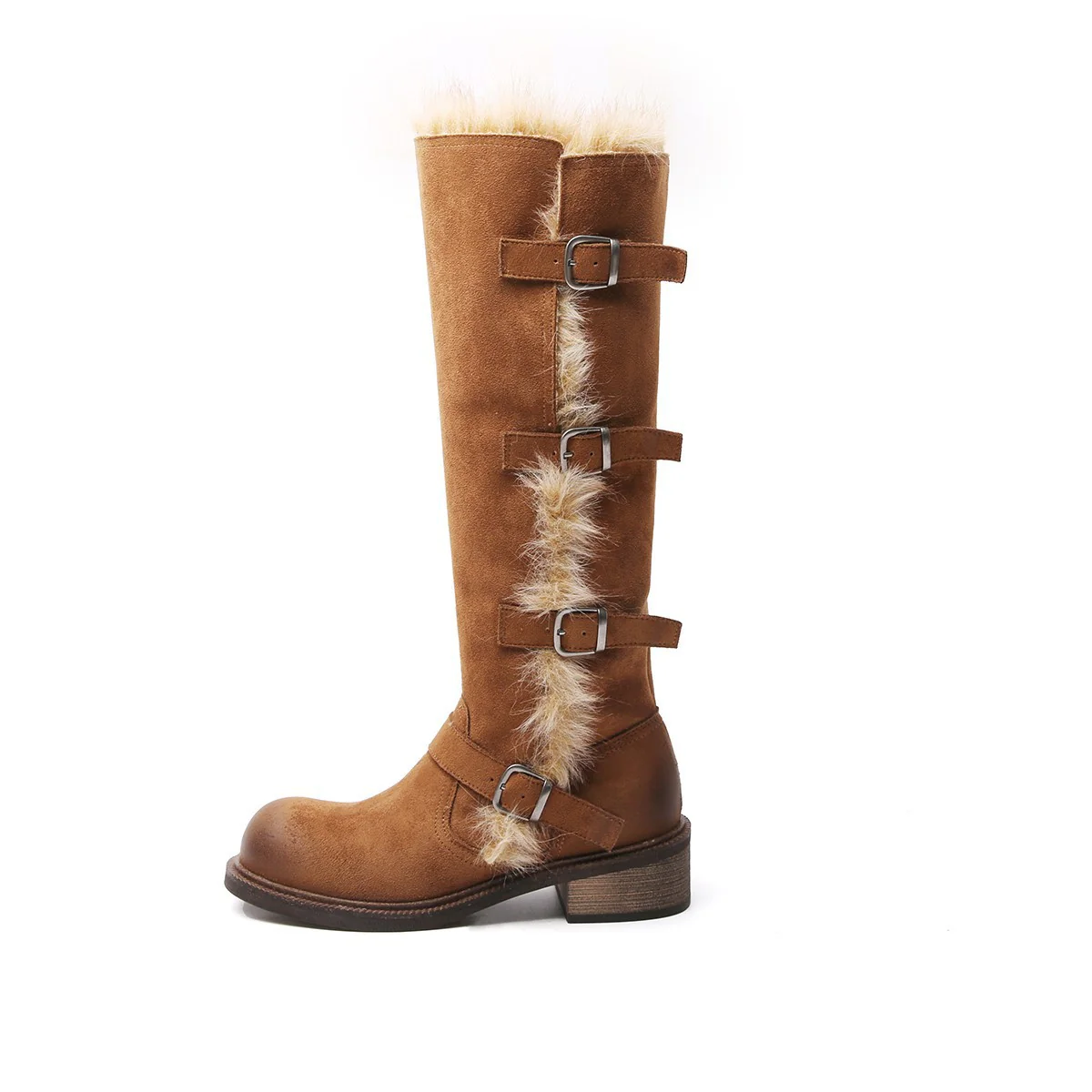 Damen Winterstiefel mit modischem Kunstfellkragen und robustem Profil Heidi Mode - Image 5