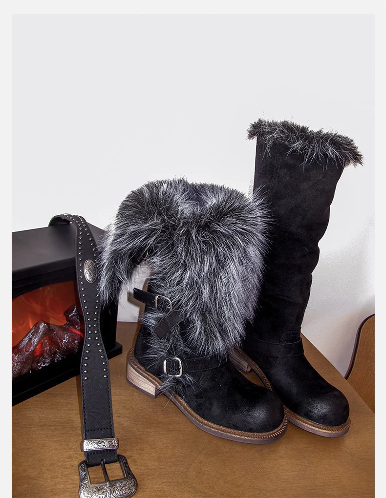 Damen Winterstiefel mit modischem Kunstfellkragen und robustem Profil Heidi Mode - Image 7