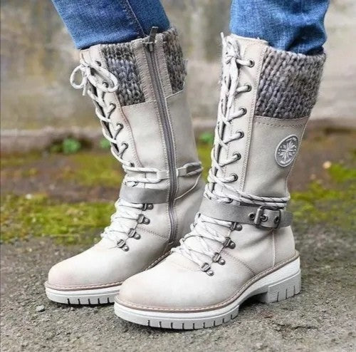 Damen Winterstiefel mit warmem Futter und trendigem Schnürdesign Heidi Mode