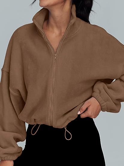Damen Zip-Hoodie mit hohem Kragen und kontrastierenden Ärmeln Heidi-Mode - Image 12