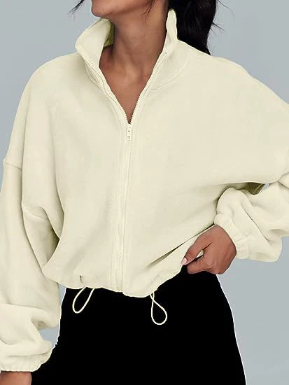 Damen Zip-Hoodie mit hohem Kragen und kontrastierenden Ärmeln Heidi-Mode - Image 2