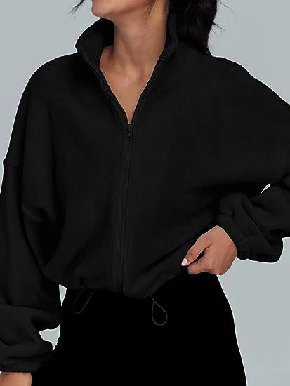 Damen Zip-Hoodie mit hohem Kragen und kontrastierenden Ärmeln Heidi-Mode - Image 4