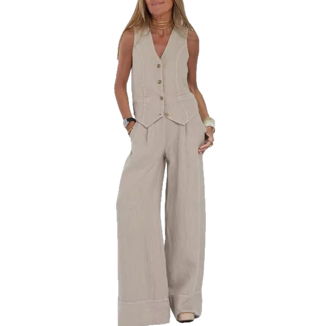 Damen Zweiteiliges Set aus ärmelloser Weste und weiter Hose Heidi-Mode - Image 2