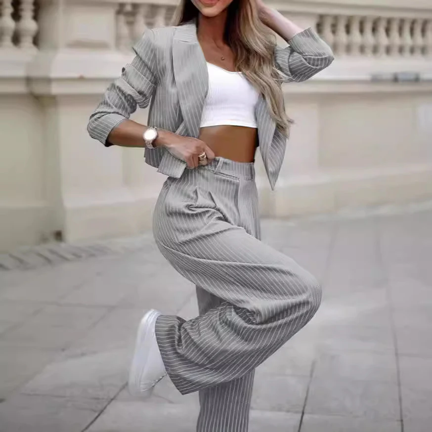 Damen Blazer Damen Set gestreift - Image 2
