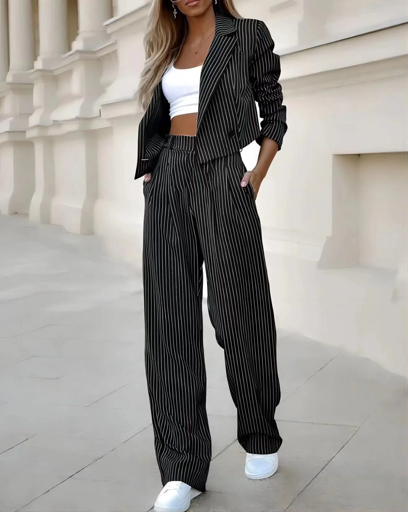 Damen Blazer Damen Set gestreift - Image 7