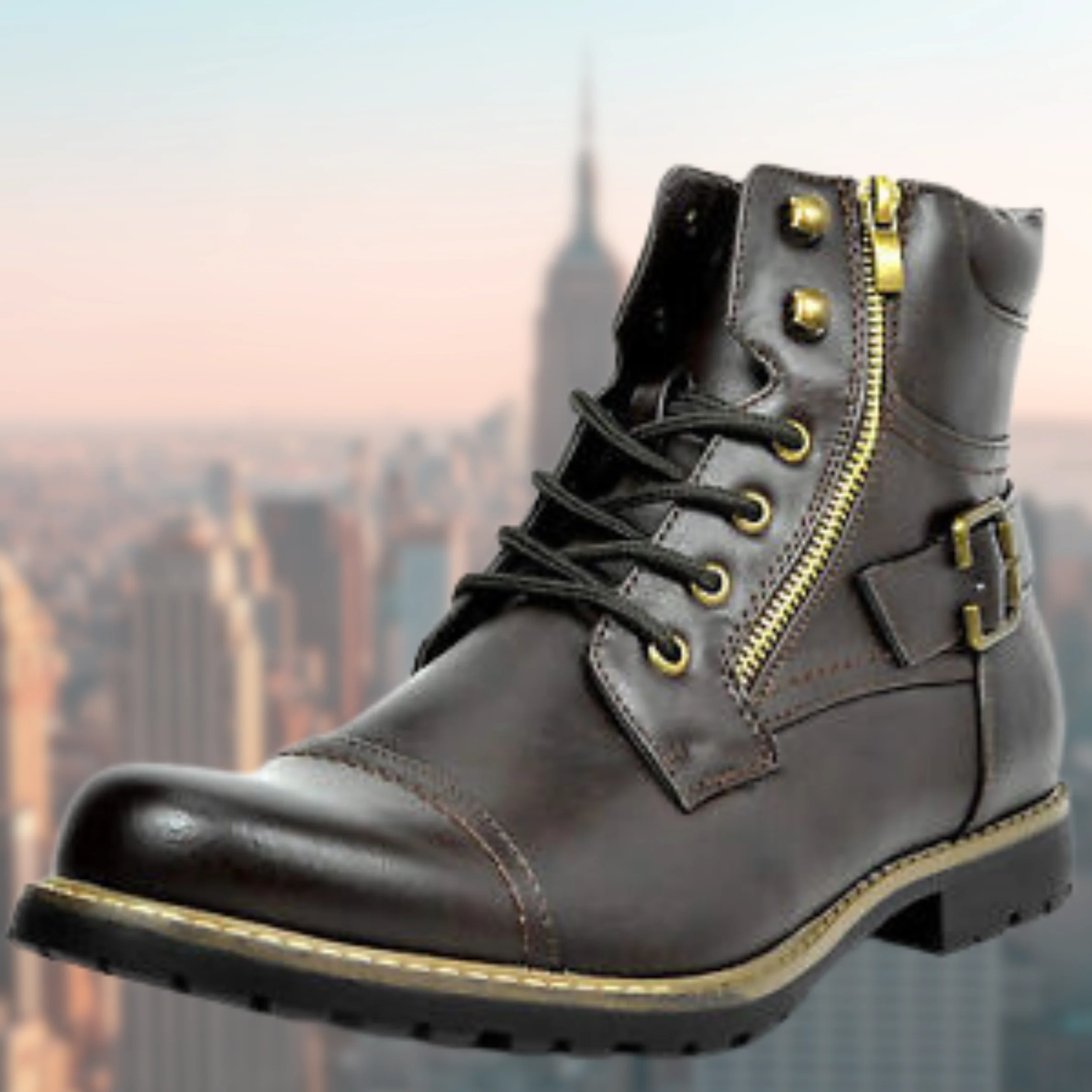 Leder-Motorradstiefel für Männer Heidi Mode